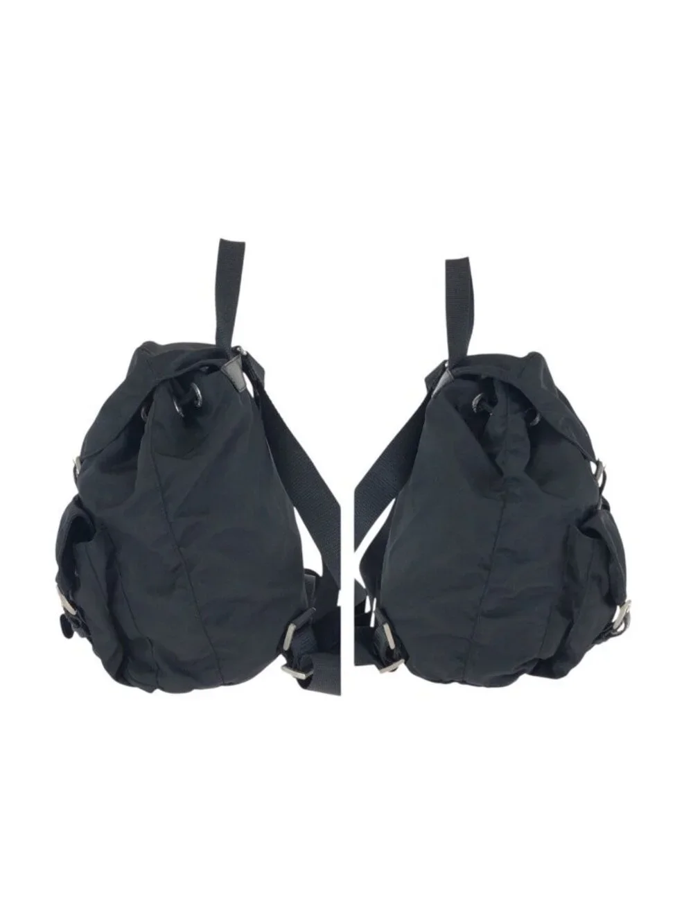 Prada Tessuto Black Silver Nylon Leather Backpack